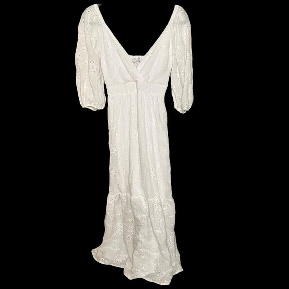 White Eyelet Quarter Sleeve Dress Size XS - Picture 1 of 7